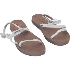 Steve Madden Girls Sparkle JPlum Flat Sandal in Silver Size 4